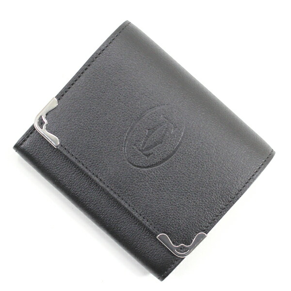 カルティエ ケース ブラック マストライン レザー ロゴ型押し