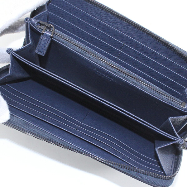 楽天市場】プラダ 長財布 ラウンドファスナー PRADA ネイビー 紺