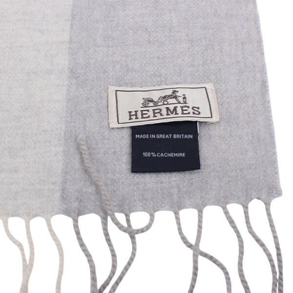 楽天市場】エルメス マフラー カシミア100% グレー オフホワイト