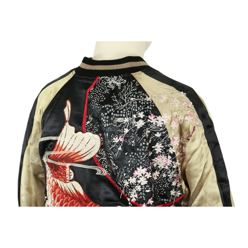 花旅団 スカジャン XL 鯉 松 桜 リバーシブル 豪華刺繍 花旅楽団