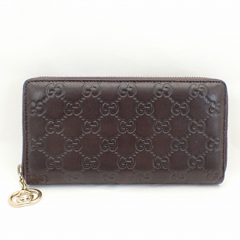 グッチシマ グッチ 長財布 シマライン 233192 ダークブラウン レザー