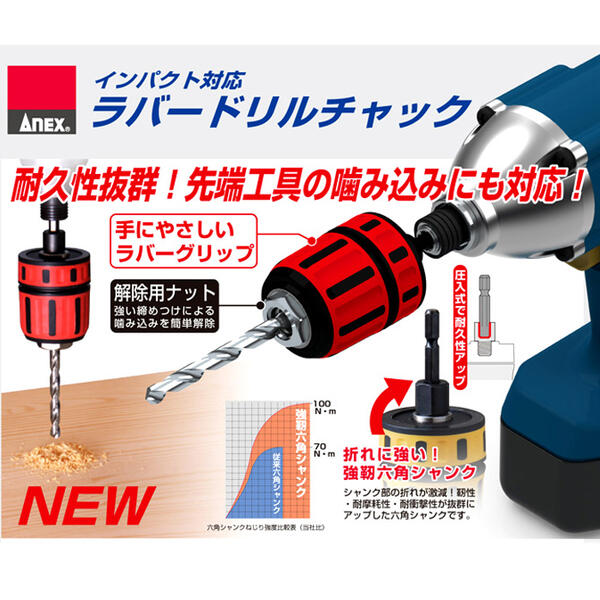 楽天市場】ANEX [交換軸部品オマケ付] キーレスラバードリルチャック
