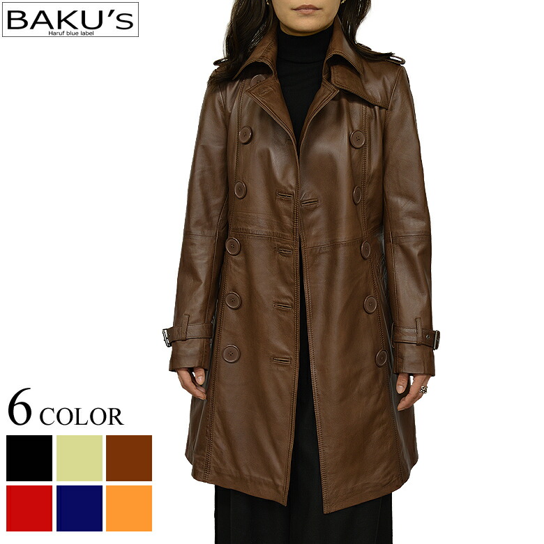 楽天市場】本革 レザーコート トレンチコート レディース ラムレザー