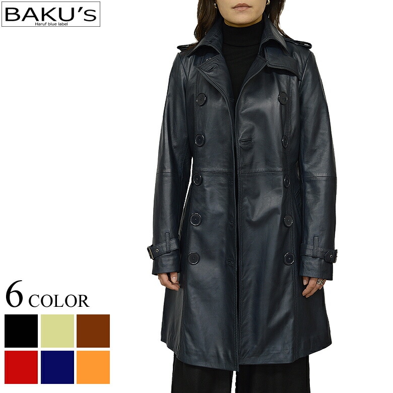 楽天市場】本革 レザートレンチコート レザーコート レディース