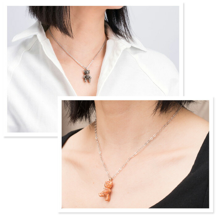 楽天市場】Silver テディベア ネックレス スワロフスキー くま