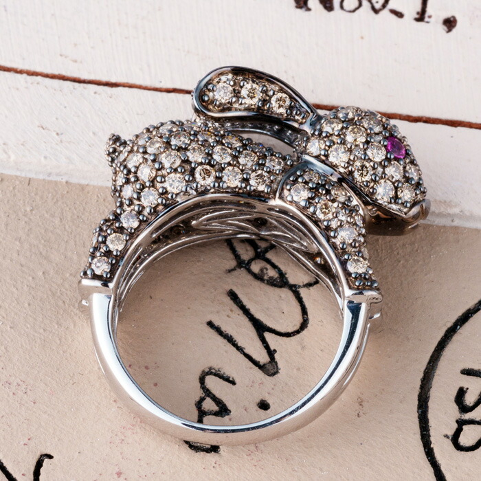 楽天市場】K18WG 18金 ブラウンダイヤモンド うさぎ 指輪 ダイヤモンド