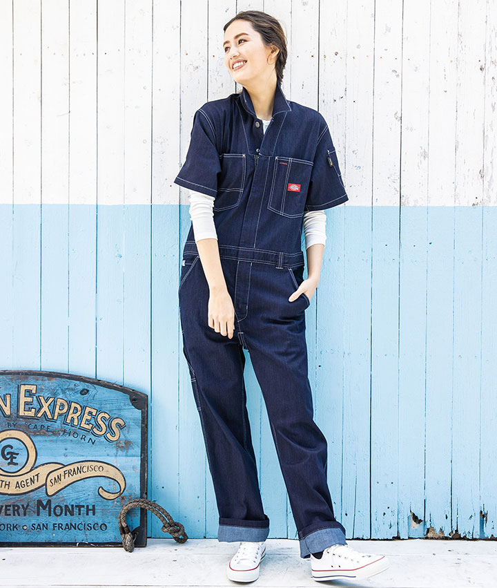 楽天市場】ディッキーズ デニム つなぎ 半袖 コーデュラ ストレッチ