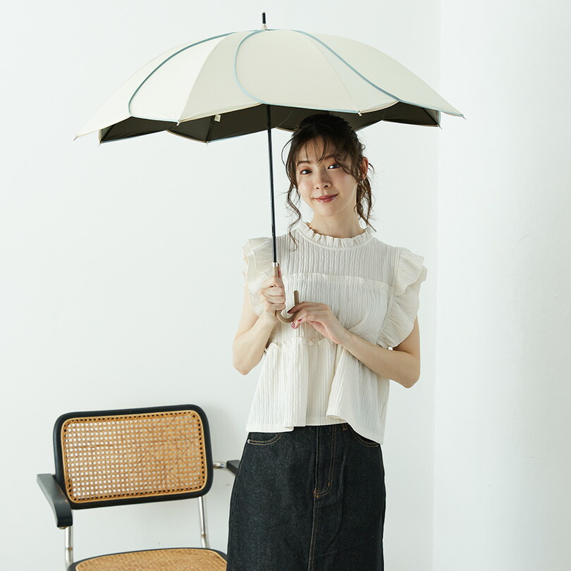 楽天市場】【because 公式】PUバイカラーパイピング 晴雨兼用 日傘 長