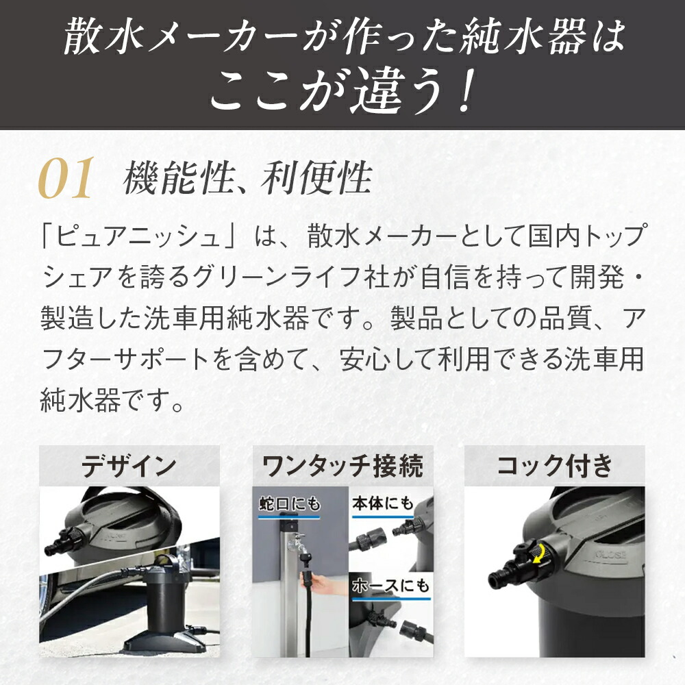 楽天市場】水シミ・水垢をゼロに！洗車用純水器 ピュアニッシュ
