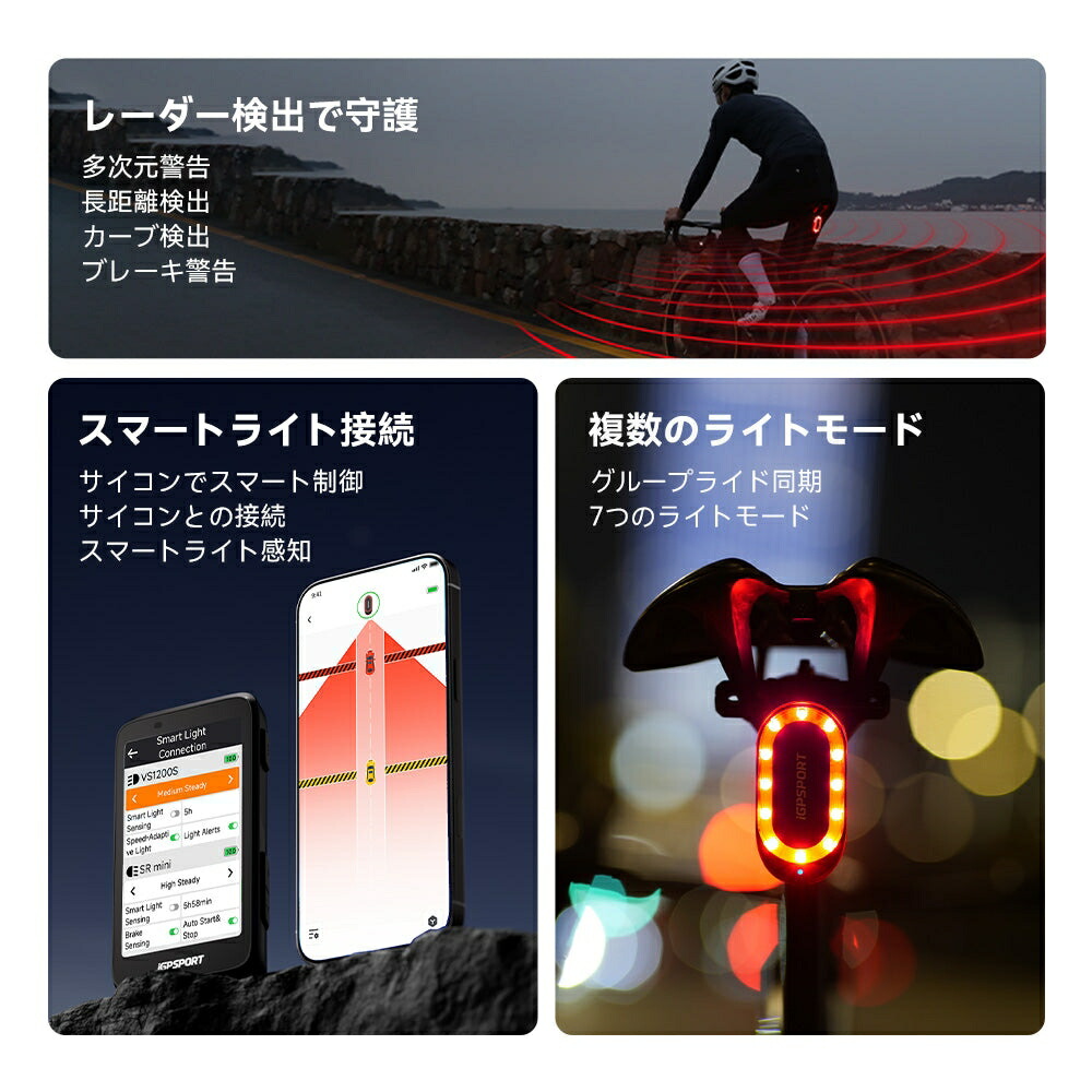 楽天市場】iGPSPORT リアライト SRmini スマートレーダーテールライト