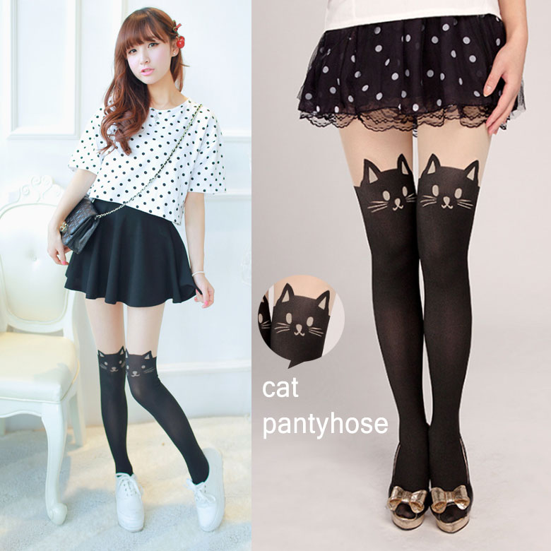 楽天市場】ねこ 柄 プリント タイツ ストッキング ヒップホップ クラブ