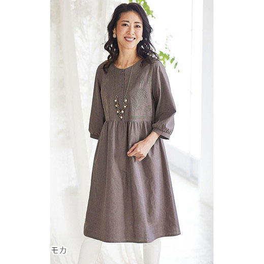 楽天市場】チュニック 綿麻素材刺しゅうチュニックワンピース(M〜LL