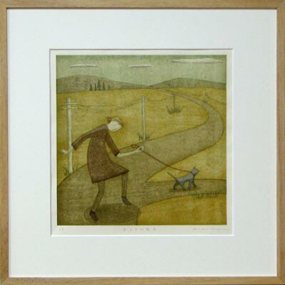 楽天市場】鈴木敦子 額付き木版画 『気ままな散歩』 : ベルセーブ