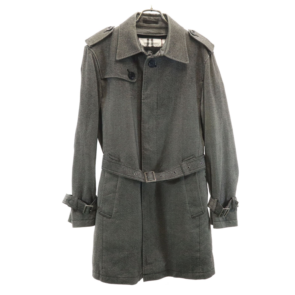 バーバリーブラックレーベル】 ライナー付きステンカラーコート グレー