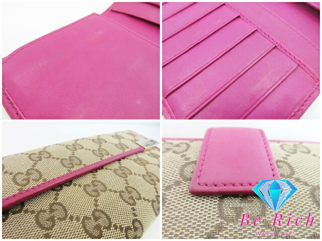 楽天市場】グッチ Wホック 二つ折り 長財布 GG キャンバス レザー ロゴ