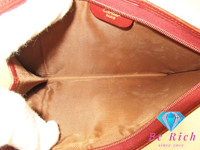 楽天市場】カルティエ Cartier ポーチ マスト ライン ボルドー レザー