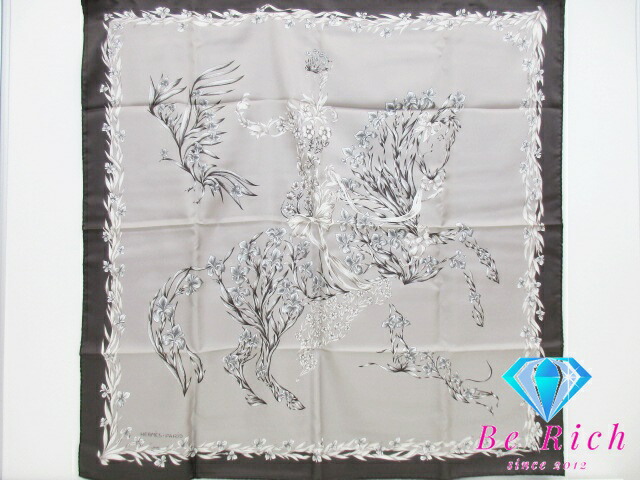 楽天市場】エルメス HERMES カレ 90 H.d'Origny 花咲く馬 スカーフ