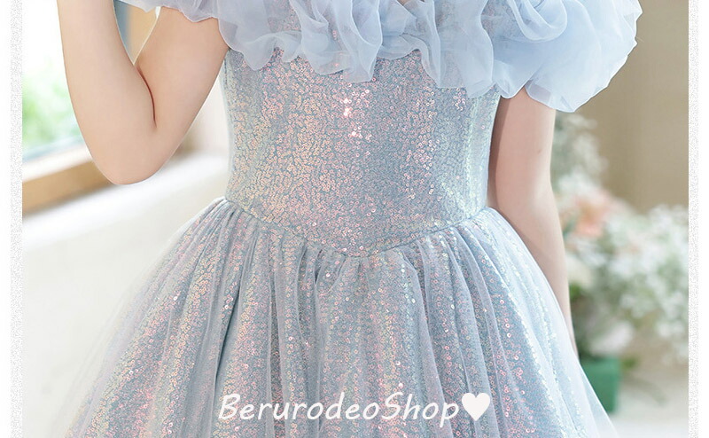 楽天市場】送料無料 子供ドレス ブルー 水色 キラキラドレス ピアノ