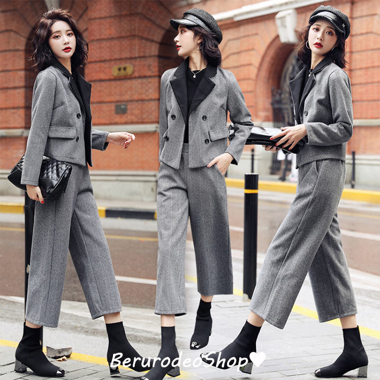 楽天市場】パンツセット セットアップ レディース グレー 入学式 卒業