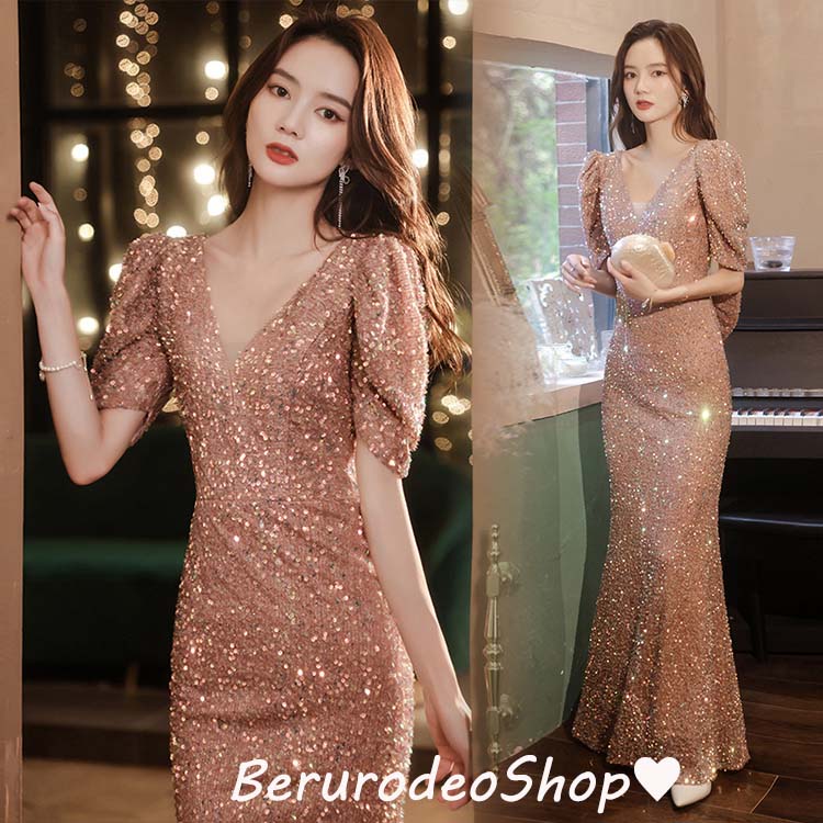 楽天市場】イブニングドレス スパンコール キラキラドレス 発表会