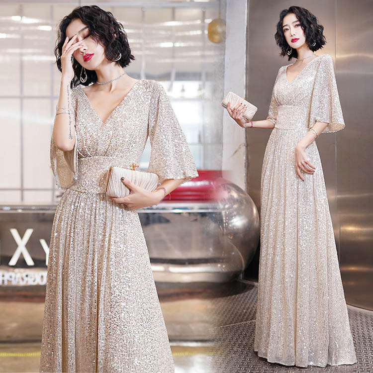 楽天市場】送料無料 イブニングドレス スパンコール キラキラドレス