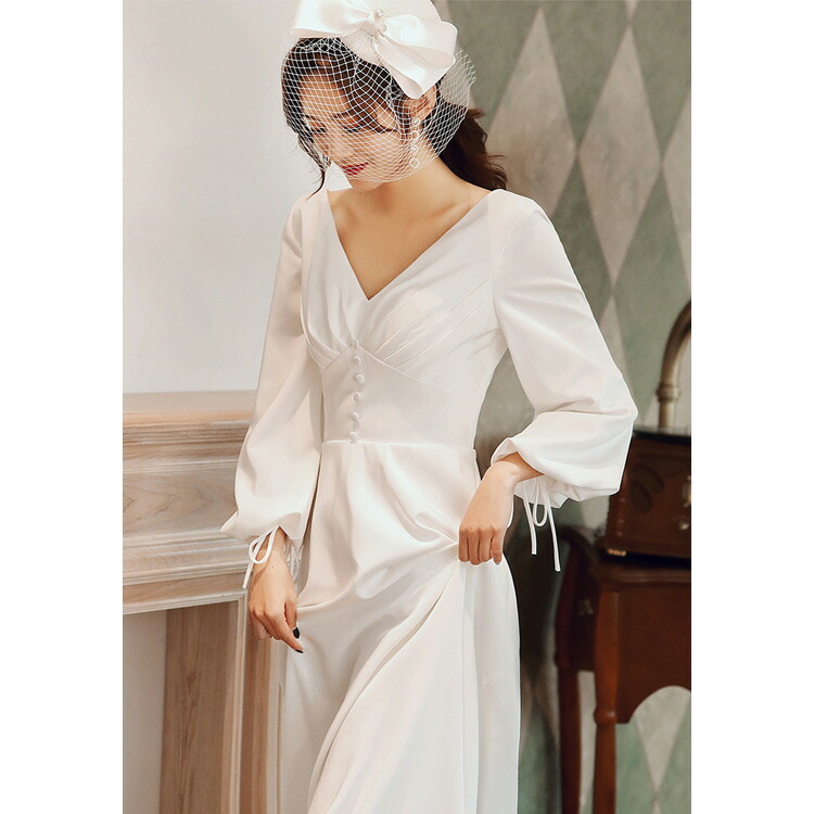 楽天市場】送料無料 二次会ドレス ウェディングドレス 白 サテンドレス