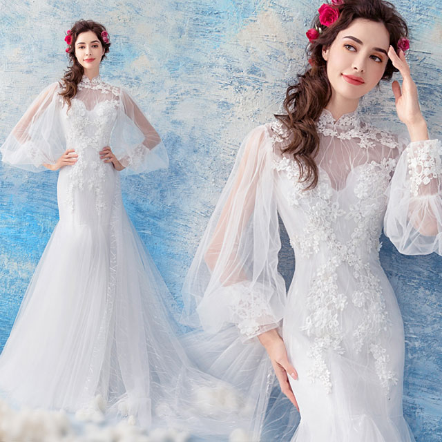 楽天市場】ウェディングドレス マーメイドライン チャイナドレス