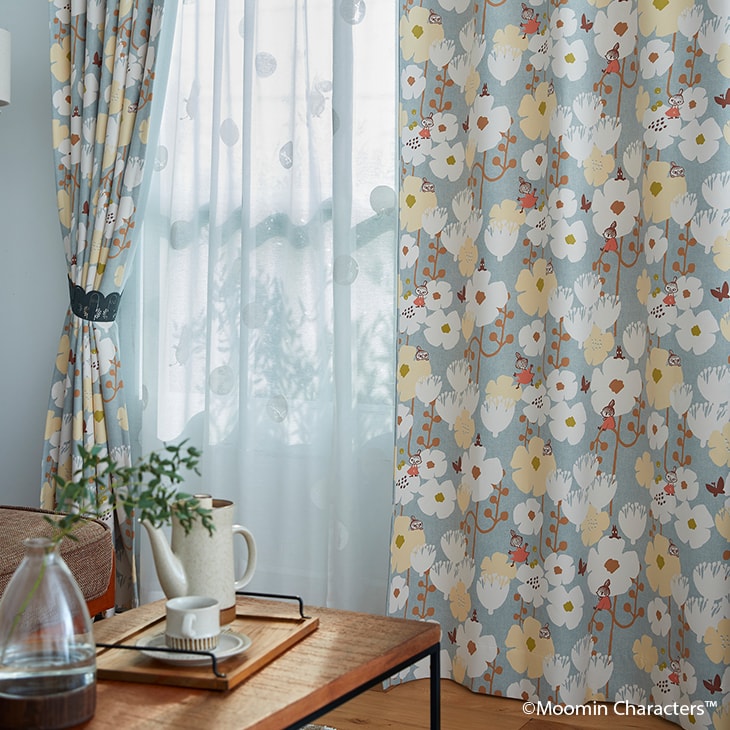 楽天市場】遮光 カーテン MOOMIN/ムーミン タイニーフラワー 100×200cm