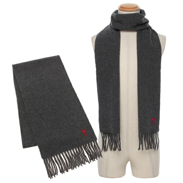 ami グレー フリンジ付きマフラー