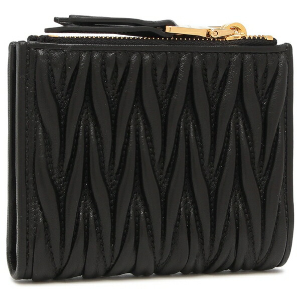 楽天市場】ミュウミュウ 二つ折り財布 マテラッセ ブラック ゴールド