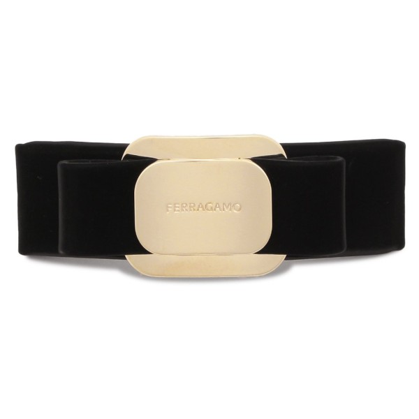 楽天市場】フェラガモ バレッタ ヴァラ ブラック ゴールド レディース
