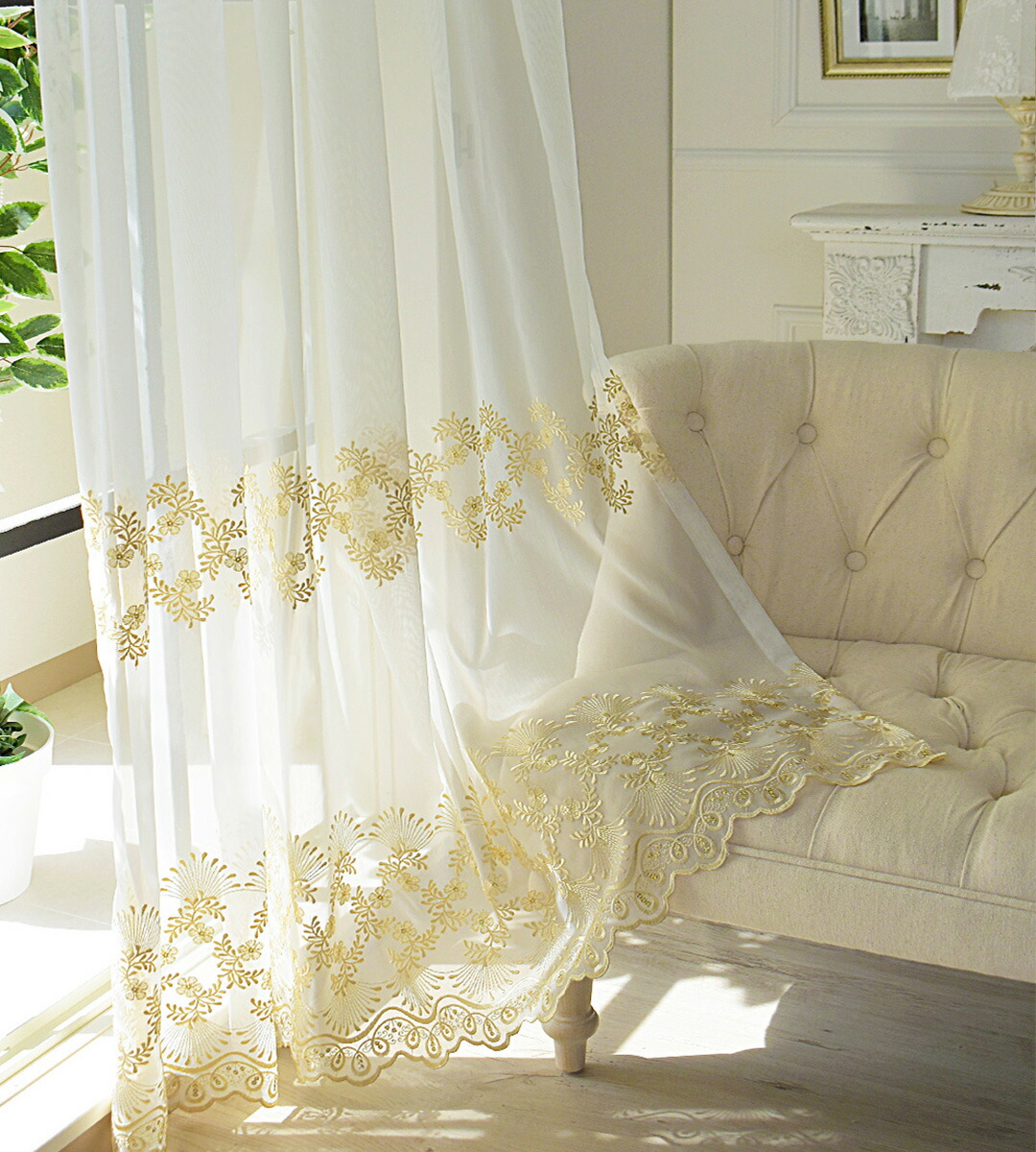 楽天市場】カフェカーテン トルコレース ジュリアゴールド 小窓