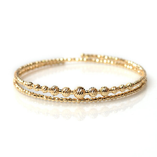 楽天市場】k18 ブレスレット レディース 18金 バングル 5mm玉入り