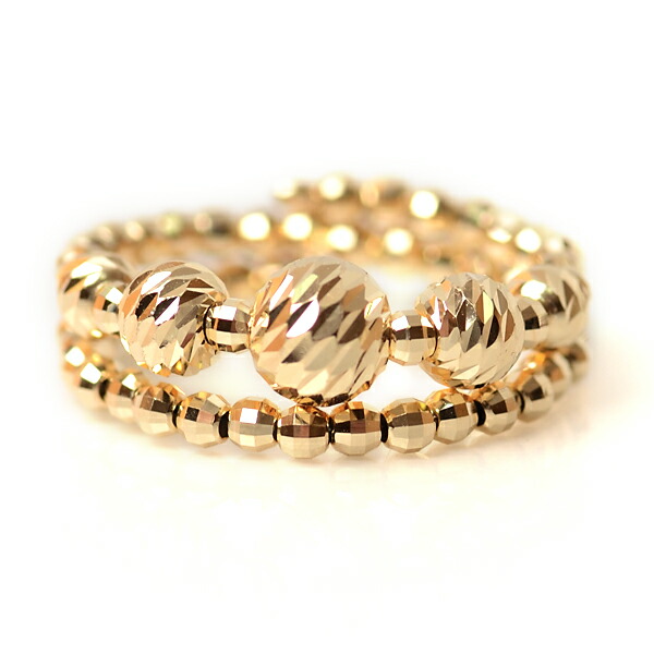 楽天市場】18金 リング 2連調 5mm玉入り ミラーボール K18 コイル