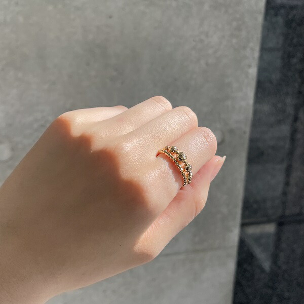 楽天市場】18金 リング 2連調 5mm玉入り ミラーボール K18 コイル