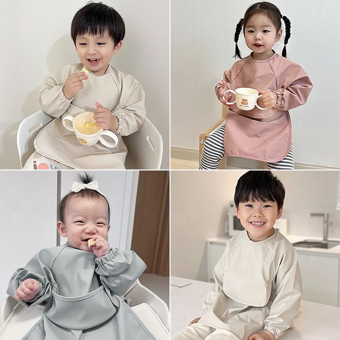 楽天市場】お食事エプロン 長袖 お食事スタイ スモック 女の子 男の子