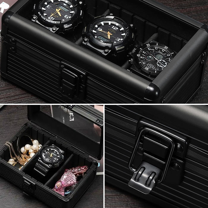楽天市場】時計ケース アルミ ブラック 3本 腕時計ケース 収納ケース