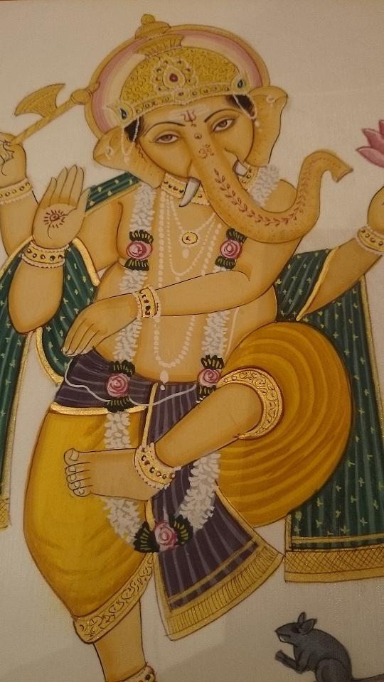 楽天市場】送料無料!!◇【高級シルク地 枠入り絵画 ガネーシャ】インド