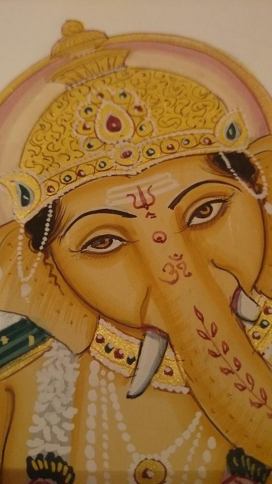 楽天市場】送料無料!!◇【高級シルク地 枠入り絵画 ガネーシャ】インド