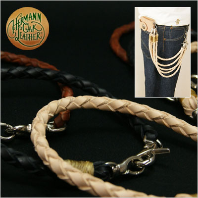 楽天市場】【編み込み】ウォレットチェーン 革 ハーマンオークレザー本