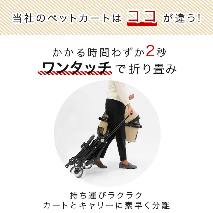 楽天市場】折りたたみ わんタッチ 3way ペットカート プレミアム 全輪