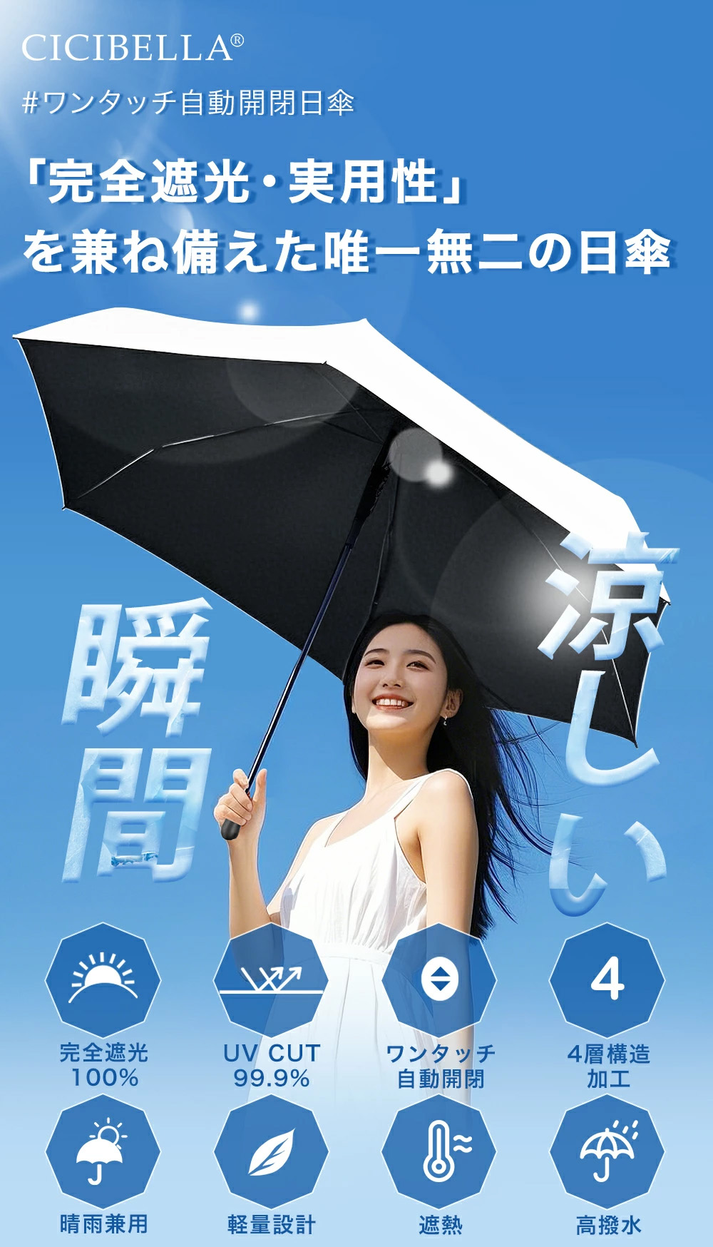 楽天市場】＼2026進化版！／シシベラ ワンタッチ日傘 折りたたみ 完全