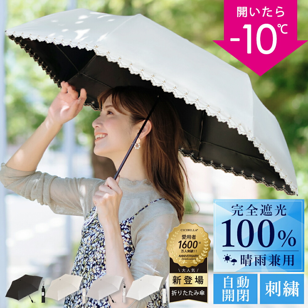 楽天市場】ランキング1位 日傘 折りたたみ cicibella 傘 完全遮光 自動