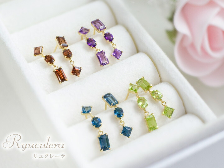 楽天市場】アメジスト スウィング ピアス K18イエローゴールド（K18YG