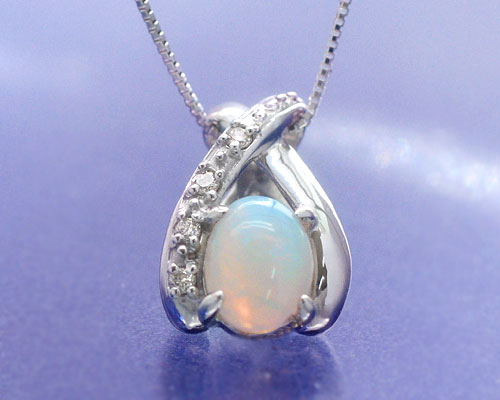 楽天市場】オパール ネックレス 10k/18kホワイトゴールド 18金 K18