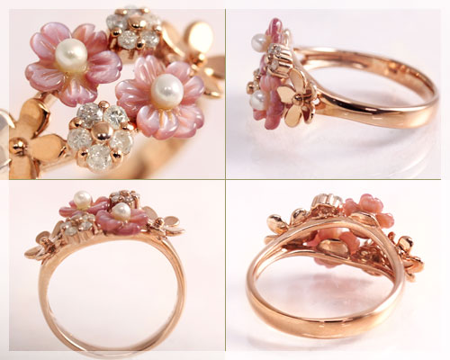 楽天市場】桜 リング（指輪）K10ピンクゴールド K10PG ピンクシェル
