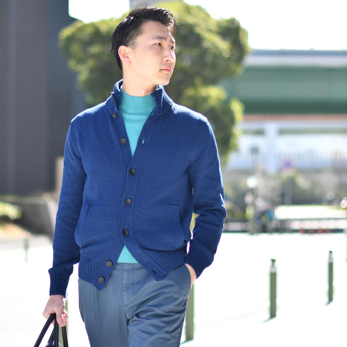 ZANONE ネイビー ショールカラーニットカーディガン 46 ZANONE