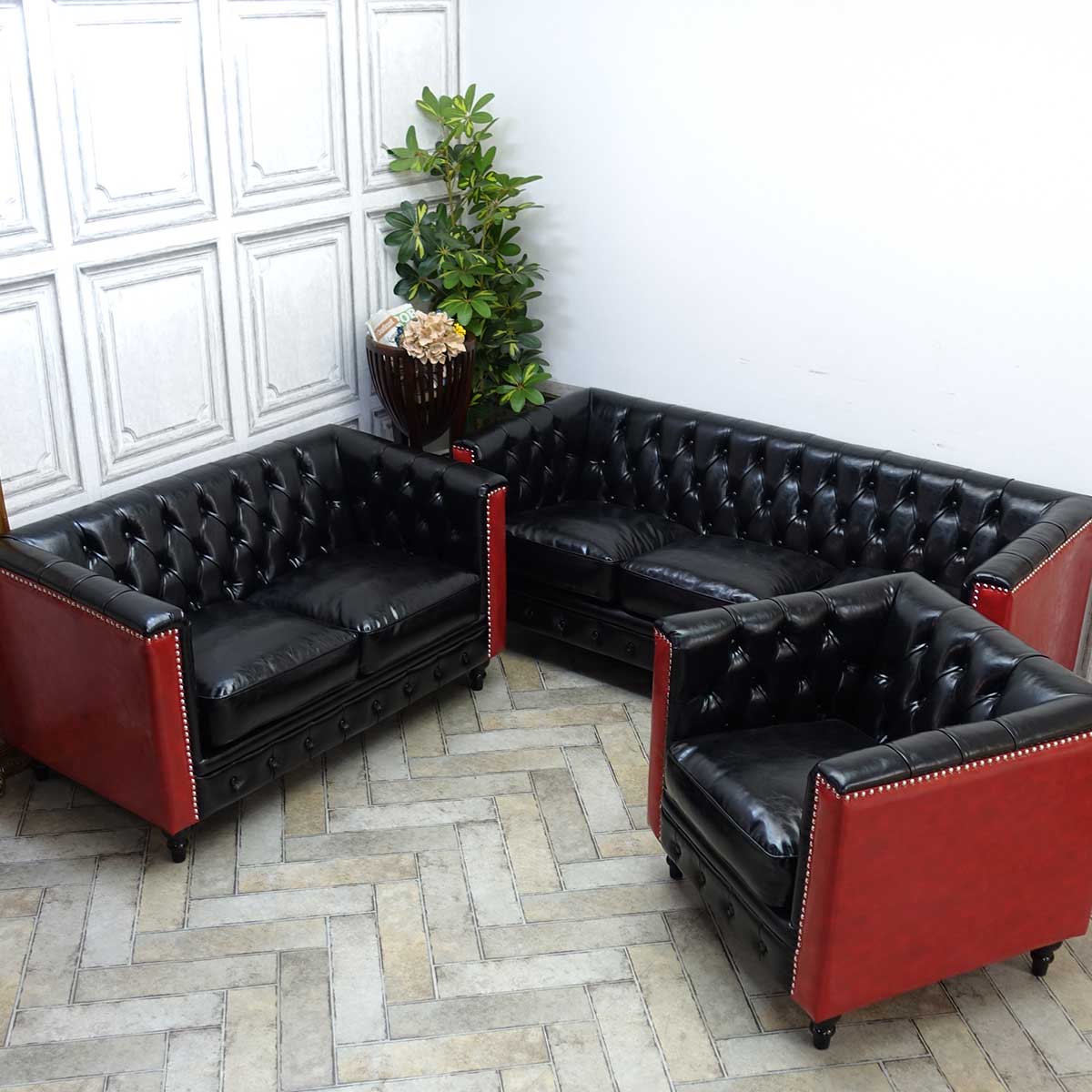 楽天市場】輸入家具 デザイナーズ 黒 赤 合皮 PUレザー そふぁ