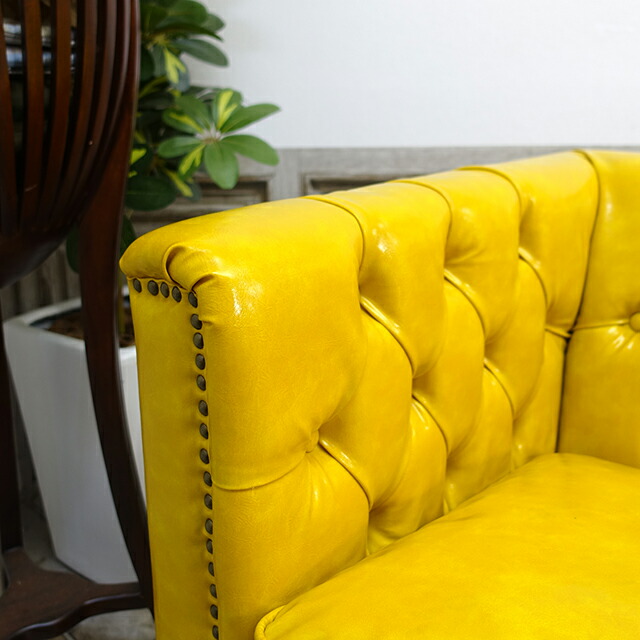 楽天市場】輸入家具 デザイナーズ イエロー 黄色 合皮 PUレザー そふぁ
