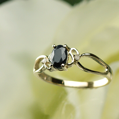 楽天市場】指輪 /ブラックサファイア&ダイヤモンド リング / K10YG